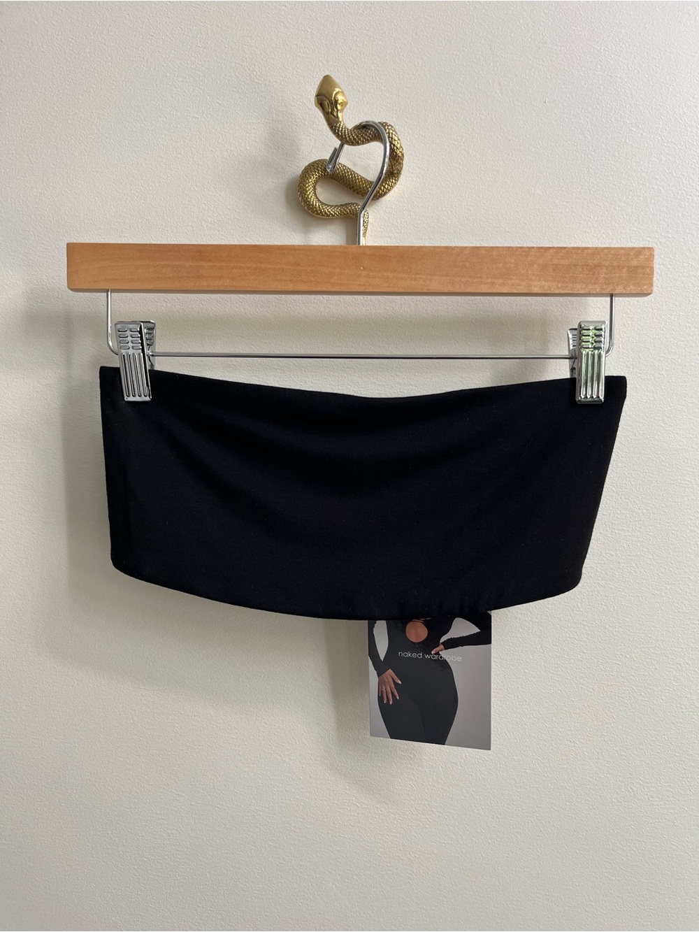 NWT Naked Wardrobe Butter Bandeau Tube Bralette Black Crop Top Snatched S/M